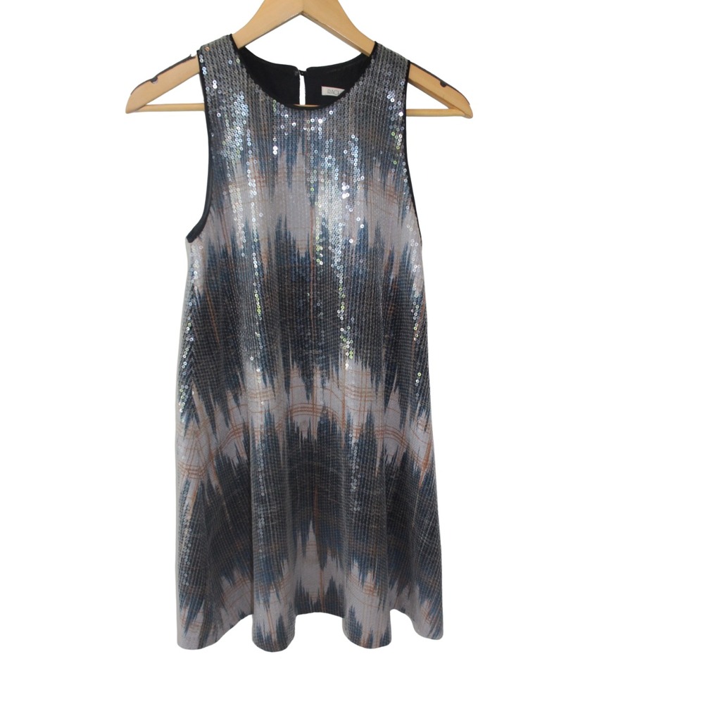 Rachel Rachel Roy Womens Sparkle Sequin Shift Dress Size S Blue Gray Party